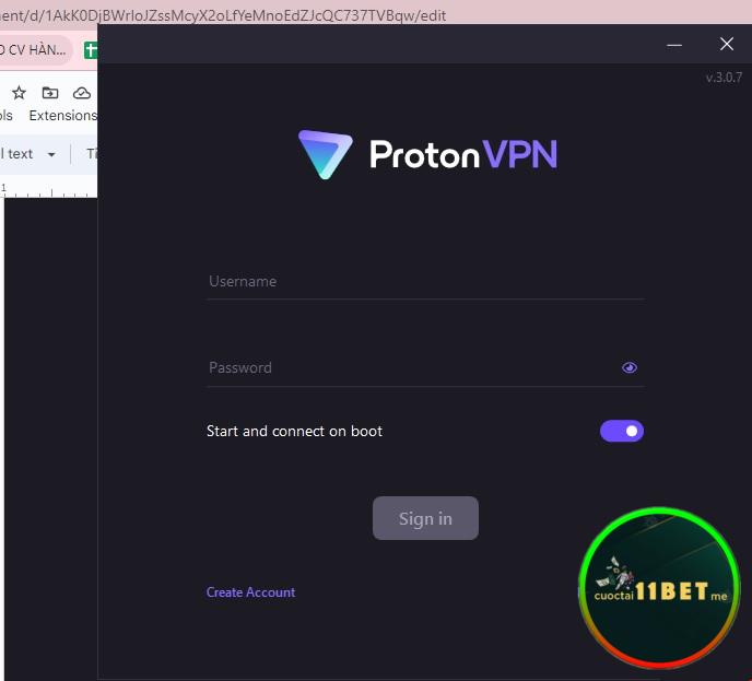 Mở ứng dụng ProtonVPN đã cài đặt ở trên máy tính