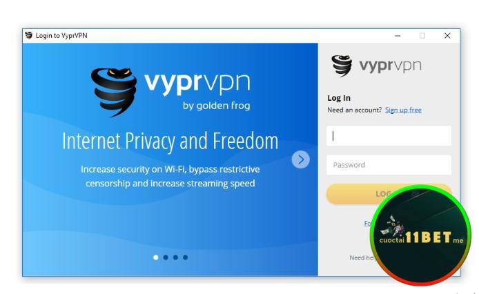Đăng nhập phần mềm VyprVPN trên thiết bị 